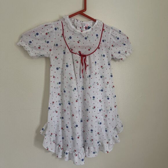 Vintage 90s Kids & More Toddler Lace Trimmed Daisy Print Maxi Sleep Dress- 2T - Picture 2 of 6
